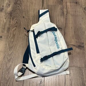 Patagonia White and Blue Sling Bag